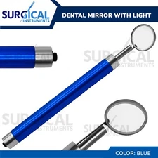 Dental Mirror with Light (Blue Color) Dental Instruments Stainless German Grade