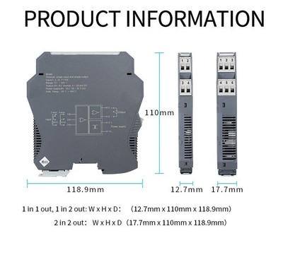 DIN Rail Temperature Converter Sensor Input 4-20mA Transmitter 35mm PT100 PT1000
