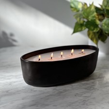 Warm Leather  Amber 5-Wick 40.5 oz 1.2kg Oversized Ceramic Candle