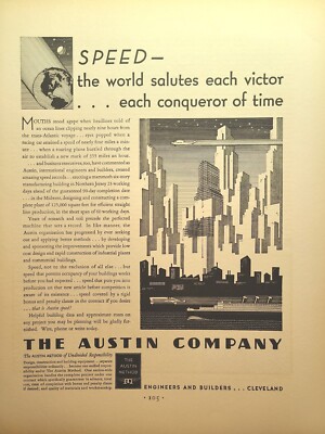 The Austin Company Speed Cleveland OH Commercial Builders Vintage Print Ad 1930