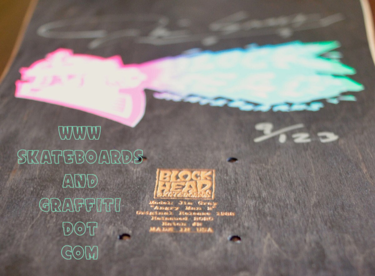 1985年製 ロックバグシング グラベル ガッツ アメトイ BLOCKHEAD Skateboard Deck Jim Gray Angry Man 2 signed numbered