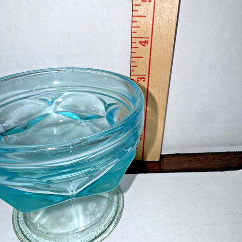 4 Fairfield Light Blue Low Sherbet Glasses Dessert Cups Collectible Glass - Picture 3 of 10