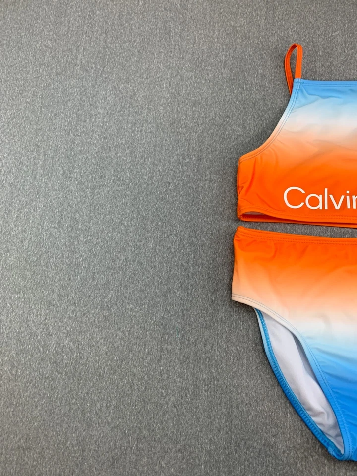 Traje de baño Calvin Klein 2 piezas traje de baño para mujer L naranja vibrante ombre logotipo grande Foto 4 de 4