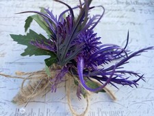 Scottish Thistle Buttonhole Rustic Hessian Artificial Wedding Flower 1x