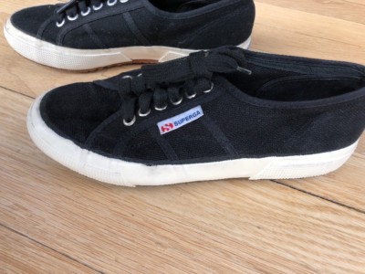 Baskets Superga Classic Noires En Toile - Pointure 39 - Occasion - Made In Italy