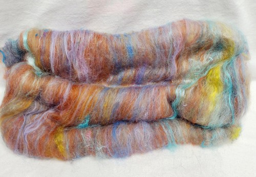 Carded Art Batt 3.25 Oz Merino Top Wool Hand Dye Alpaca Silk Fiber Multicolor - Picture 14 of 18