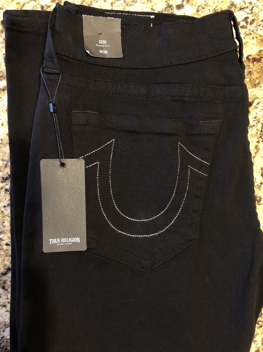 New True Religion Jeans GENO Relaxed Slim NO FLAP SN Black W36 Tags Attached