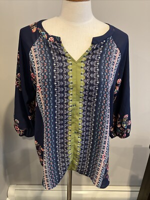 Women s West Kei Olive Navy Red Shirt Blouse Top Size Large L West Kel
