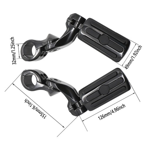 1.25" 32mm Front Crash Bar Foot Pegs W/ Mounts Full Black For Harley Indian KTM - Bild 4 von 12
