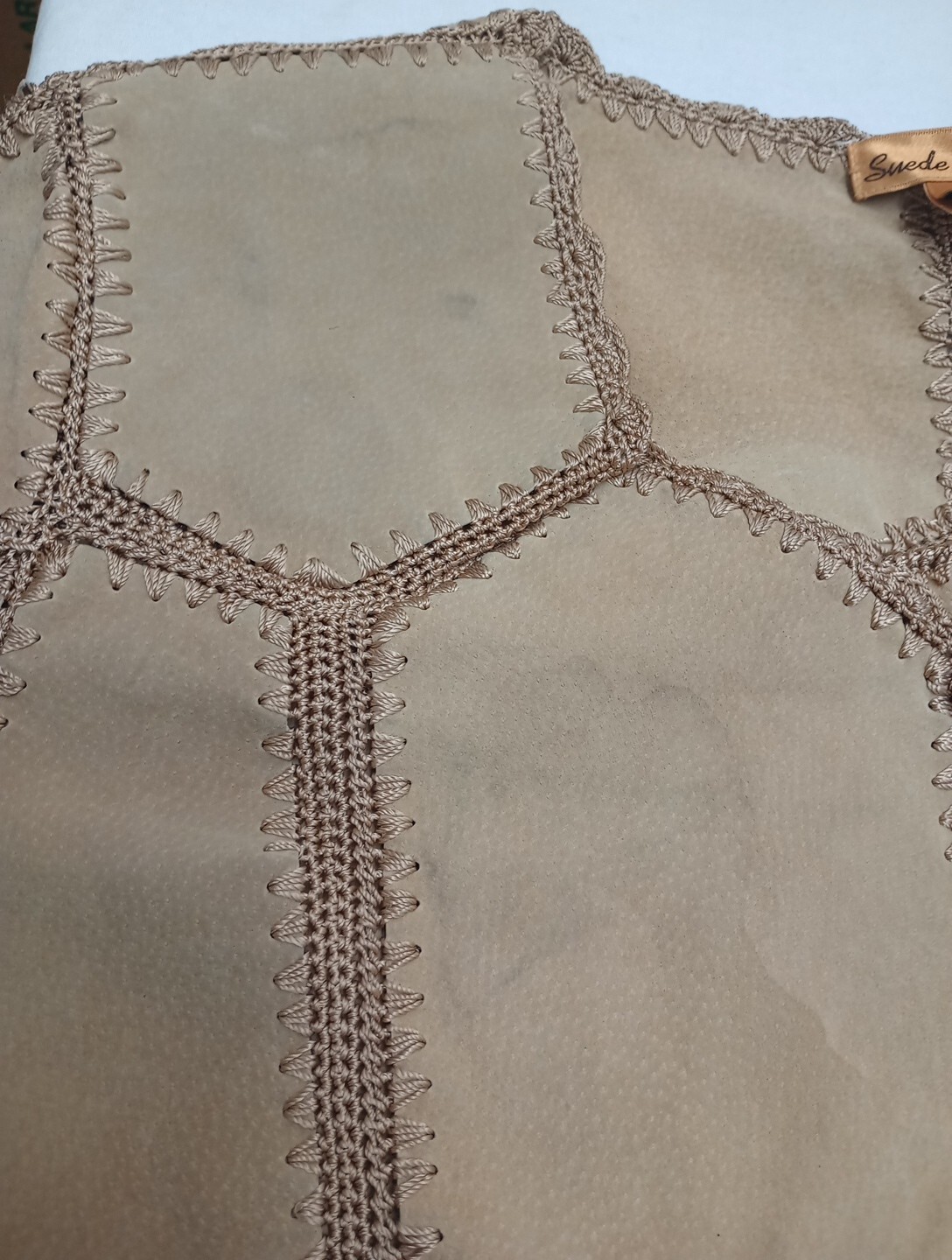 Suede Essentials Brown Patchwork Button Shirt Jac… - image 17