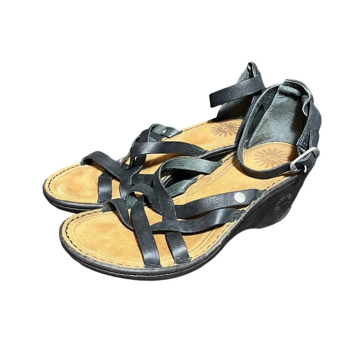 Scarpe UGG Australia donna Lalima nere con fibbia alla caviglia e zeppa US 8