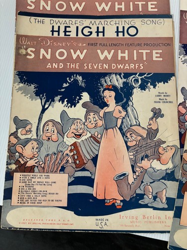 8 spartiti musicali Walt Disney Biancaneve e i sette nani 1937 e 1938 - libri di canzoni - Foto 8 di 20
