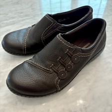 Clarks Collection Leather Slip On Loafers Comfort Casual Shoes Brown 8M