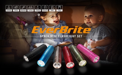 EverBrite 6 Pcs Mini LED Flashlight Set LED Handheld Torch w/Lanyard & Batteries - Picture 2 of 9