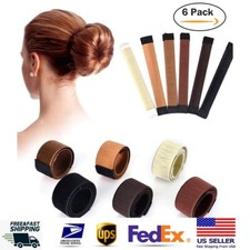 6PACK Hair Bun Maker Donut Styling Bands Former French Twist DIY Tool Women