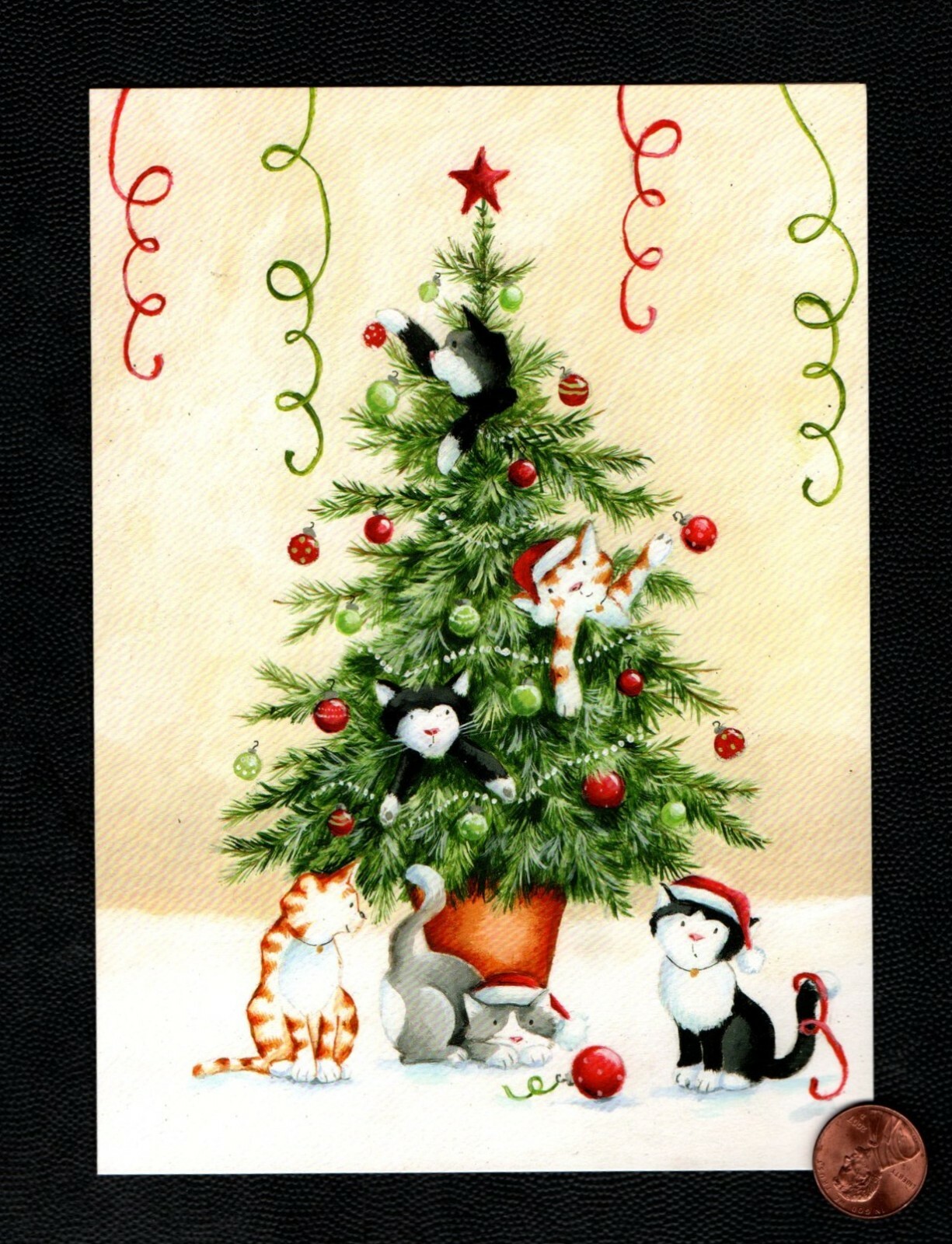 Christmas Tree Kittens Cats Ornaments Garland Ribbon Christmas