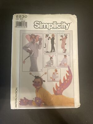 Simplicity Sewing Pattern Costume Accessories Animals One Size Precut 8830