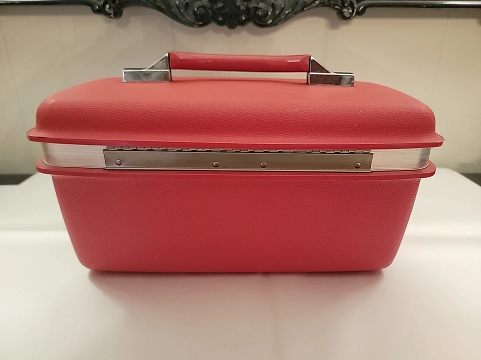 复古 20 世纪 70 年代新秀丽皇家旅行者化妆行李箱 Montebello II 玫瑰红色 — 第 3/4 张图片