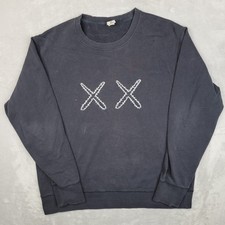 KAWS Sesame Street Uniqlo Sweater Mens Large Black Crewneck Pullover Streetwear