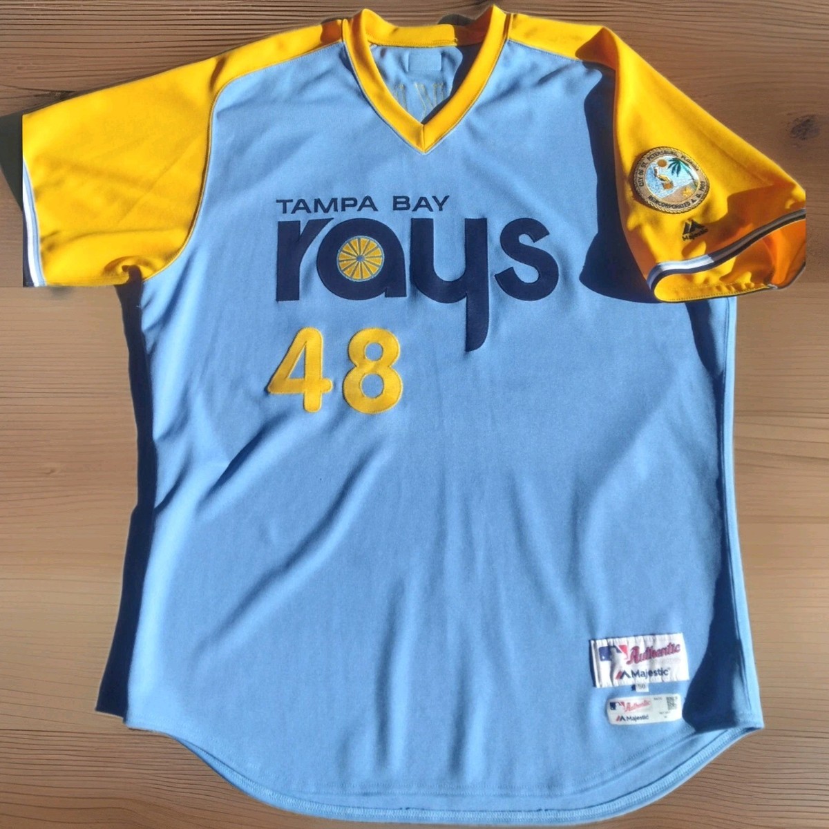 Game Worn Signed Majestic Tampa Bay Rays Jim Hickey Fauxback
