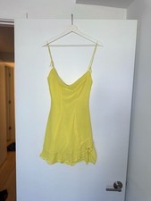 House of CB Yellow Cowl Neck Ruffle Mini Dress Size XS