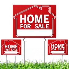 For Sale By Owner Yard Sign Kit 3 Pack - "Home Sale" 17x13 inches, RED
