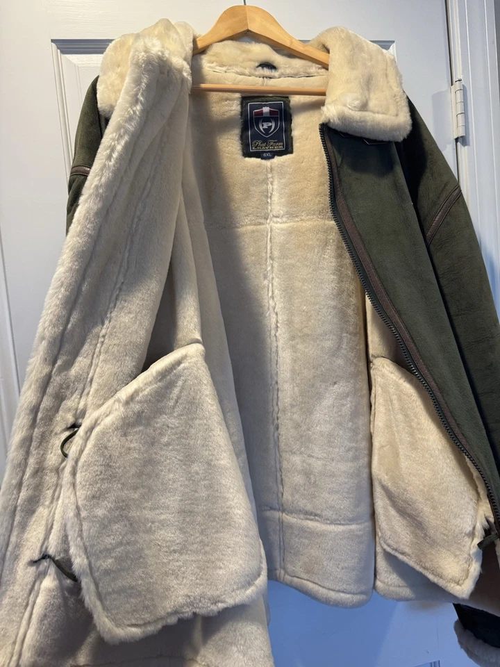 PHAT FARM Chaqueta de Cuero Gamuza Vintage Para Hombres 6XL Imitación Piel Y2K Abrigo de Invierno Pesado Foto 3 de 4