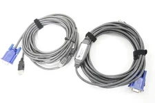 LOT of 2 Avocent USBIAC-15 15' USB KVM Switch Module Cables 3008 3016 3100 3200