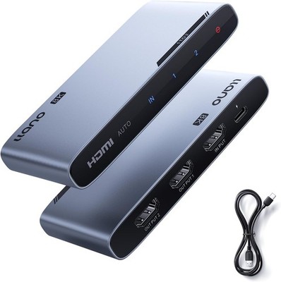 HDMI 2.1 1 in 2 Out Splitter, 8K@60Hz 4K@120Hz/240Hz, HDCP 2.3, HDR10, Dolby
