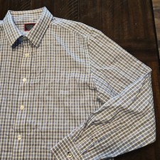UNTUCKit Shirt Men  s XL White Blue Plaid Slim Fit Wrinkle Free Button Down G653