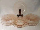 Jeanette Cherry Blossom Set of 6 Pink Depression Glass 9" Dinner Plates – Vtg