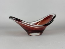 Vintage Glas Schale Skandinavisches Design Rot Überfangen 60er Jahre 