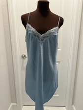 Vintage Amelia  s Blue Nightgown Slip Size Large With Lace Details