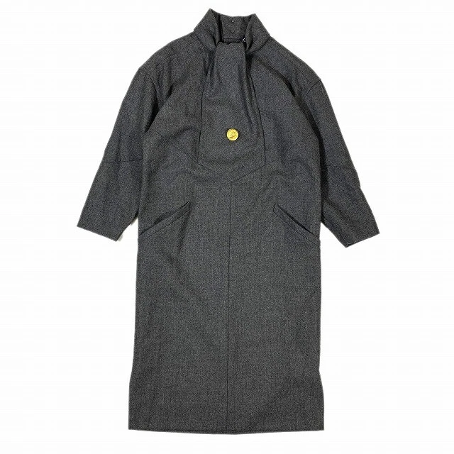 Abito I Line Gabardine Lana CHANEL 2001 Vintage Buone Condizioni Coco Bottone Moneta