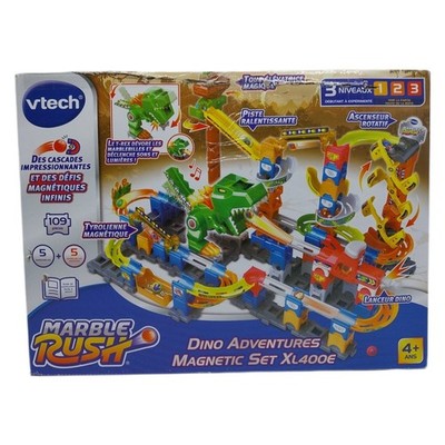 VTech - Marble Rush, Elektronische Kugelbahn Dino Adventure Magnetic Set XL400E,
