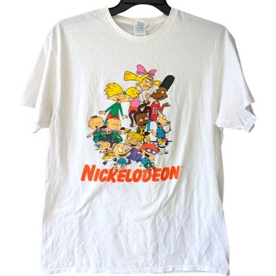 Y2K Nickelodeon T-shirt Rugrats Hey Arnold Large White Delta Nicktoons Cartoon