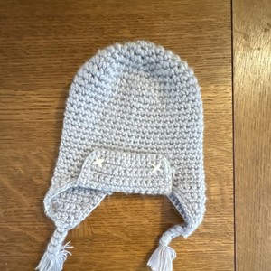 Smartwool Merino Wool Acrylic Aviator Ear Flap Baby Hat Gray Tassels Knit Winter