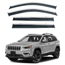 4pcs Smoke Tint with Chrome Trim Outside Mount Tape On/Clip On Style PVC Sun