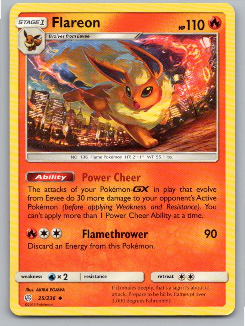 2019 POKEMON FLAREON COSMIC ECLIPSE 25/236 UC LP A86099 FREE S&H