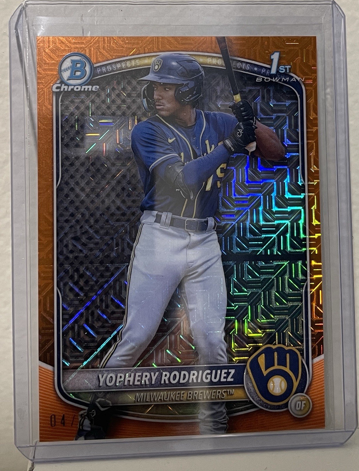 2025 Bowman Chrome Prospects Yophery Rodriguez #BCP-36 Orange Mojo #/25