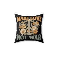 Make Love Not War peace sign floral pillow | Square Pillow