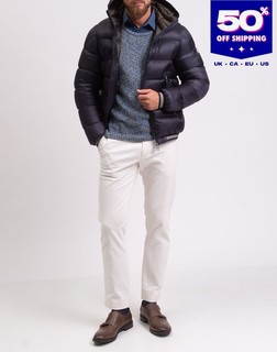 RRP€795 MONCLER Down Puffer Jacket Size 3 L Blue Logo Badge Removable Hood