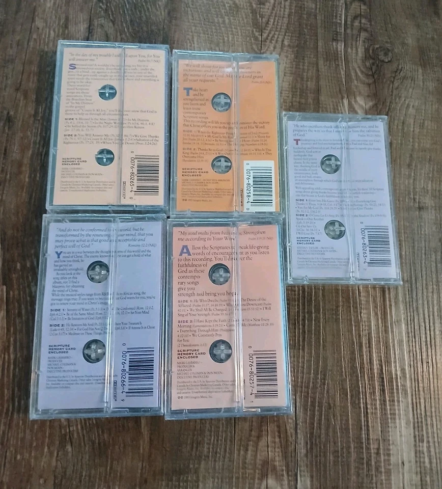 Lot 5 Scripture Memory Songs Cassette Tapes 1992 Integrity Music Victory Stress Foto 2 de 3