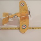 Yellow Metal Biplane Desk/Shelf Model w/ RAF Roundels, Approx 12 in Wingspan — photo 4