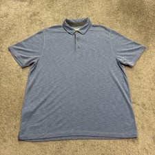 Tommy Bahama Tencel Blend Polo Shirt Mens Large Blue Short Sleeve Golf Classic
