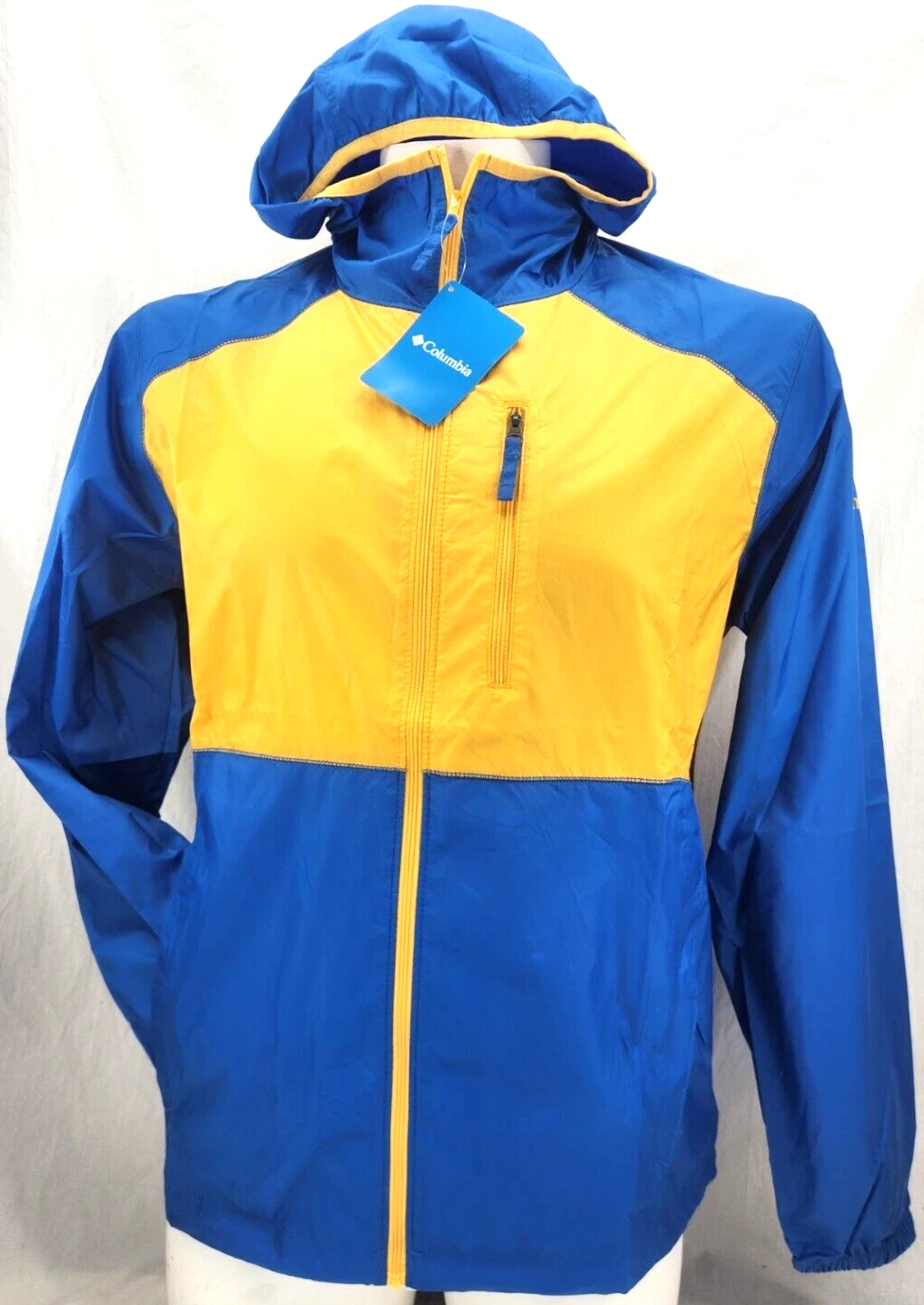 NEW Columbia Flash Forward Windbreaker Yellow Blue Lightweight Jacket Men's XL
