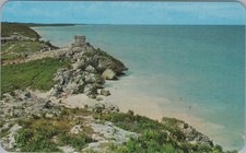 Pirámide del Mar Ruinas Mayas Tulum Quintana Roo México Acantilado Playa Años 70 Postal