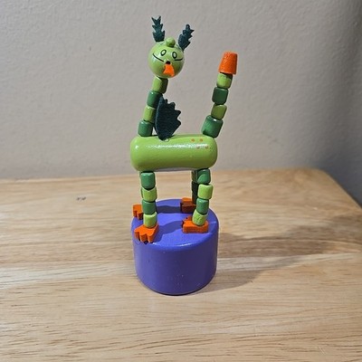 Wooden Dragon Thumb Push Puppet Toy for Kids Works
