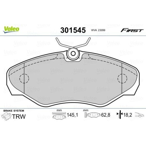 1X Bremsbelagsatz, Scheibenbremse Valeo 301545 Passend FüR Nissan Opel-image