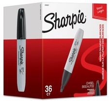 Permanent Markers, Chisel Tip, Black, 36 Count